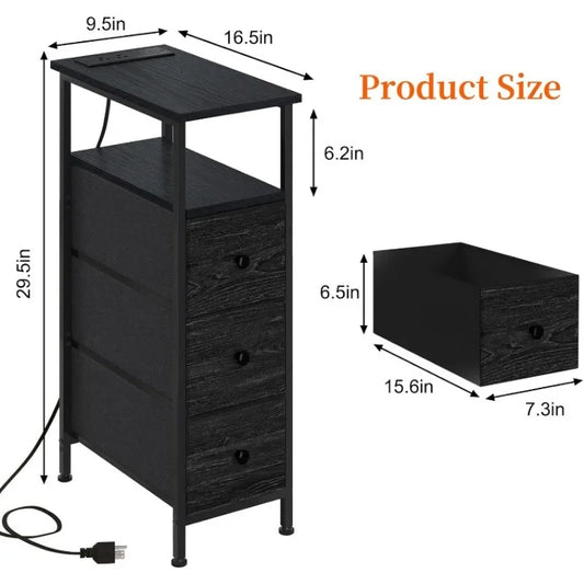 Slim Nightstand with charging station