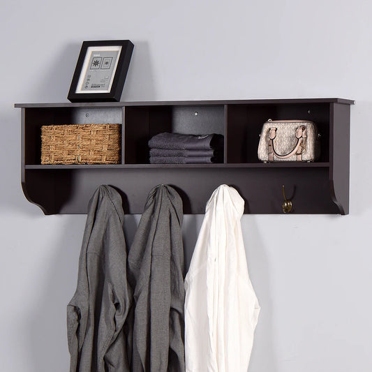Hanging Coat Rack with Shelves