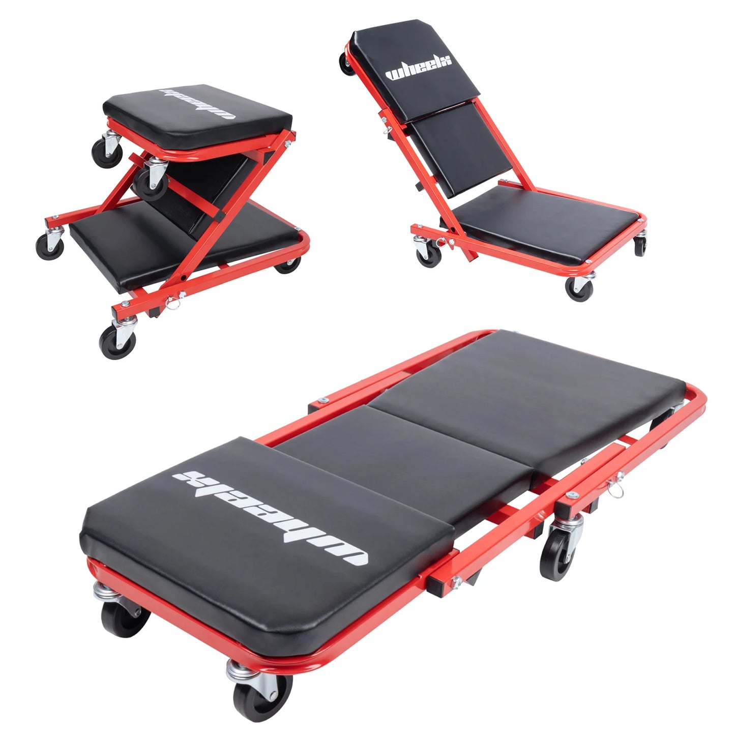 3-in-1 Rolling, Foldable Garage Chair