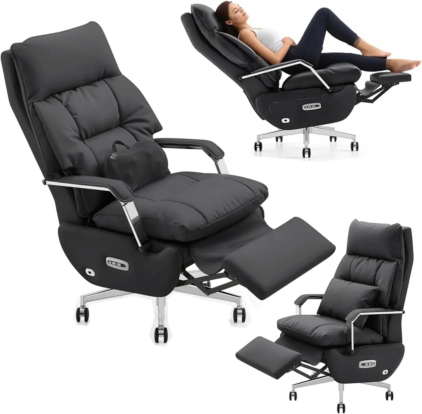 Electric Recline Executive Home Office Chair with Footrest & Massage