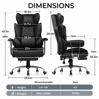 Big and tall Ergonomic Office Chair with Footrest