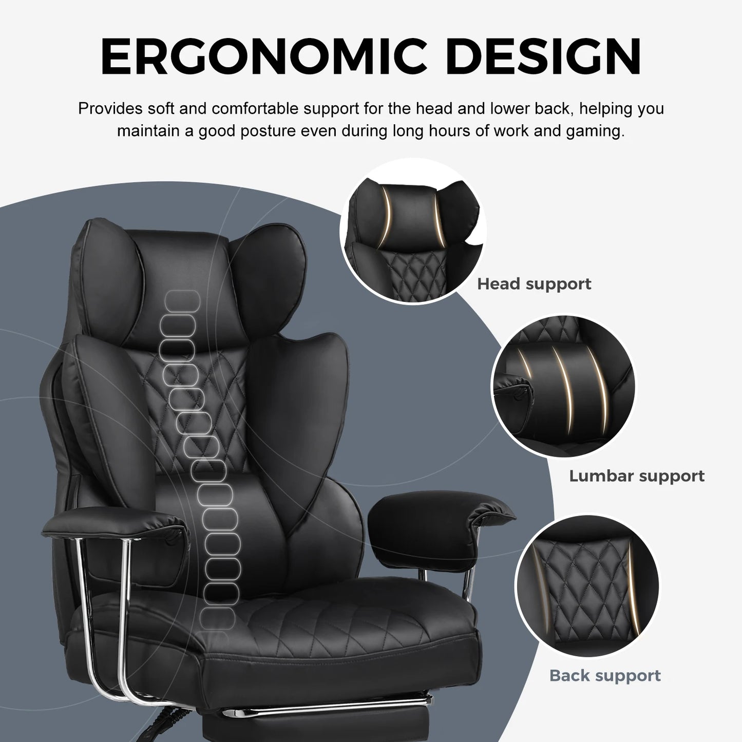 Big and tall Ergonomic Office Chair with Footrest