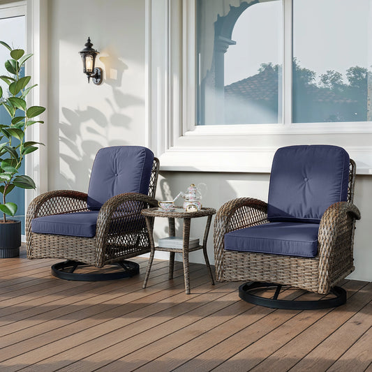 Outdoor Rotating Rocking Chair Set, Padded Cushions