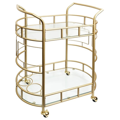 Bar Cart with Glass Shelves