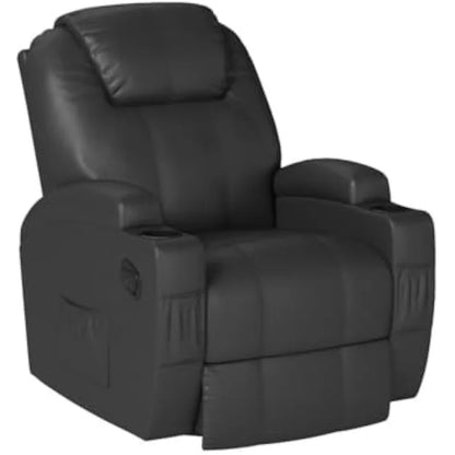 Rocker Recliner Chair with Massage, Leather Adjustable 360°Swivel