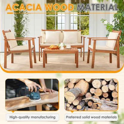 4 Piece Bistro Patio Furniture Outdoor Chair Set