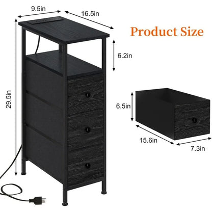 Slim Nightstand with charging station