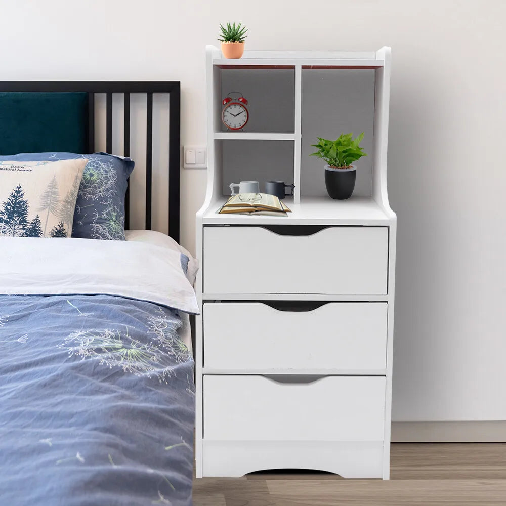 Tall Nightstand with 3 Drawers