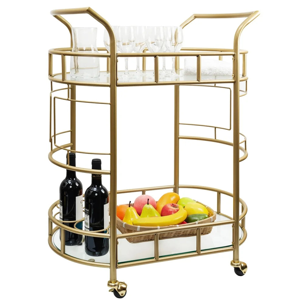 Bar Cart with Glass Shelves