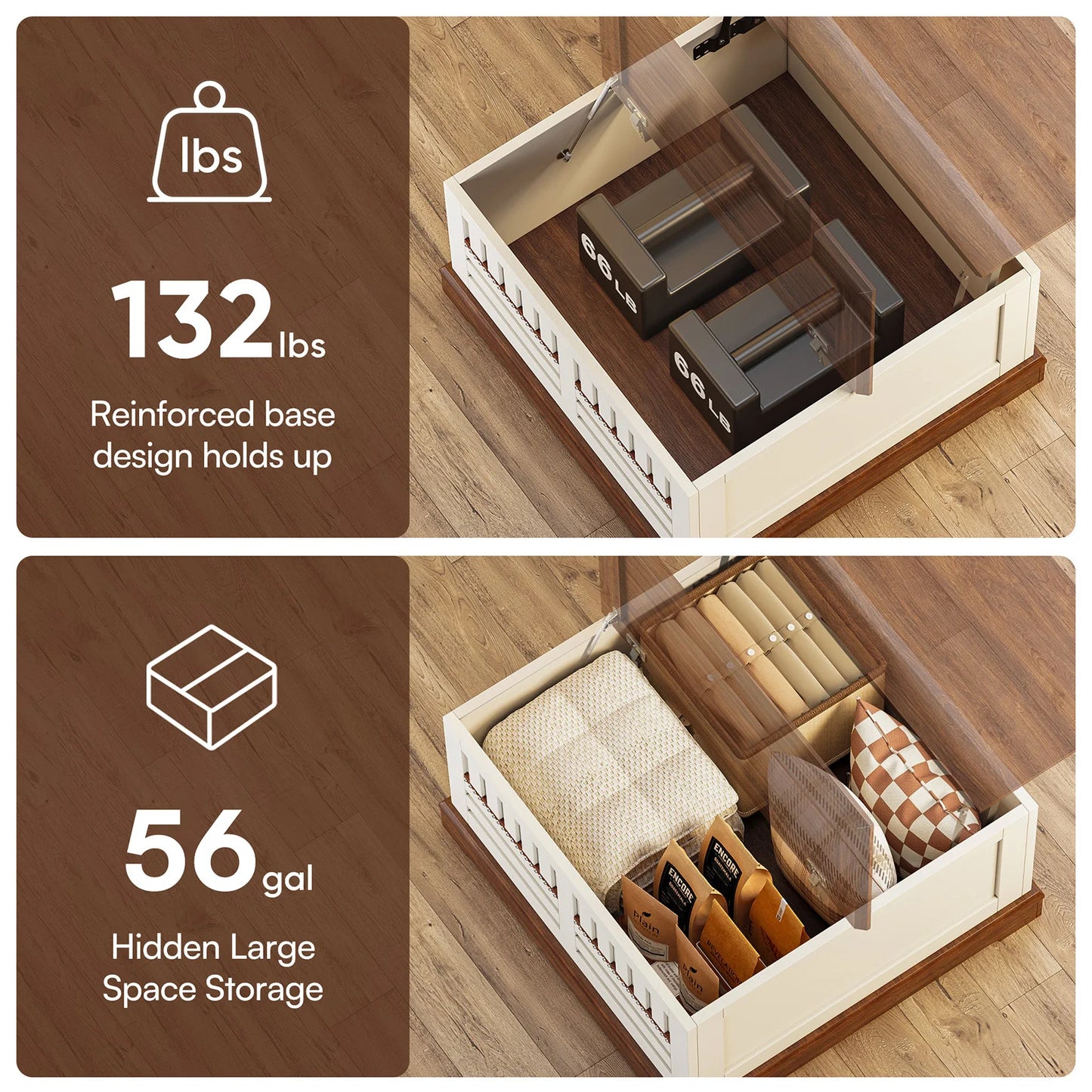 Farmhouse Lift Top Coffee Table with Large Hidden Storage