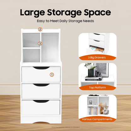 Tall Nightstand with 3 Drawers