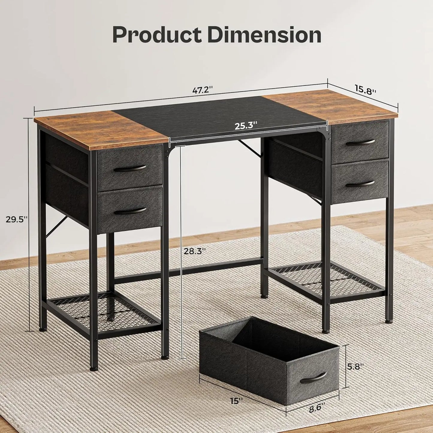Computer Desk with 4 Drawers