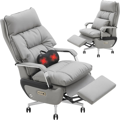 Electric Recline Executive Home Office Chair with Footrest & Massage