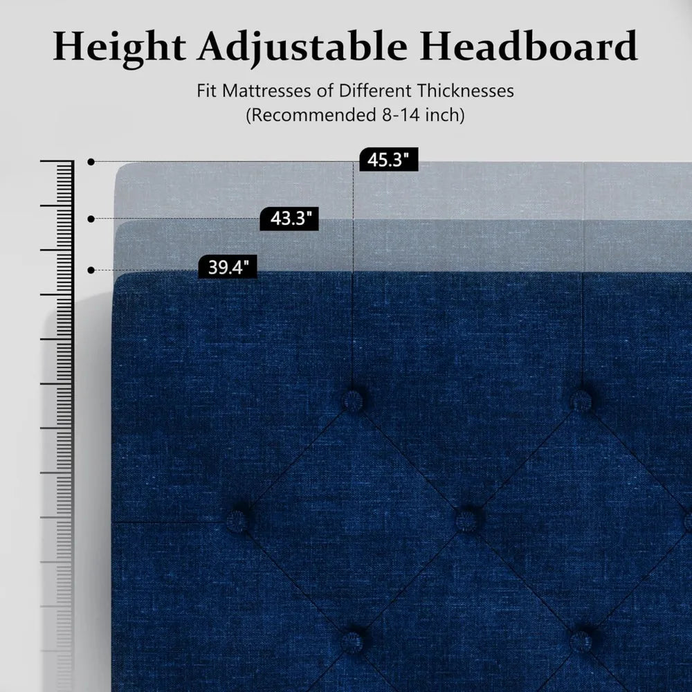 Linen Upholstered Queen Bed Frame with Headboard