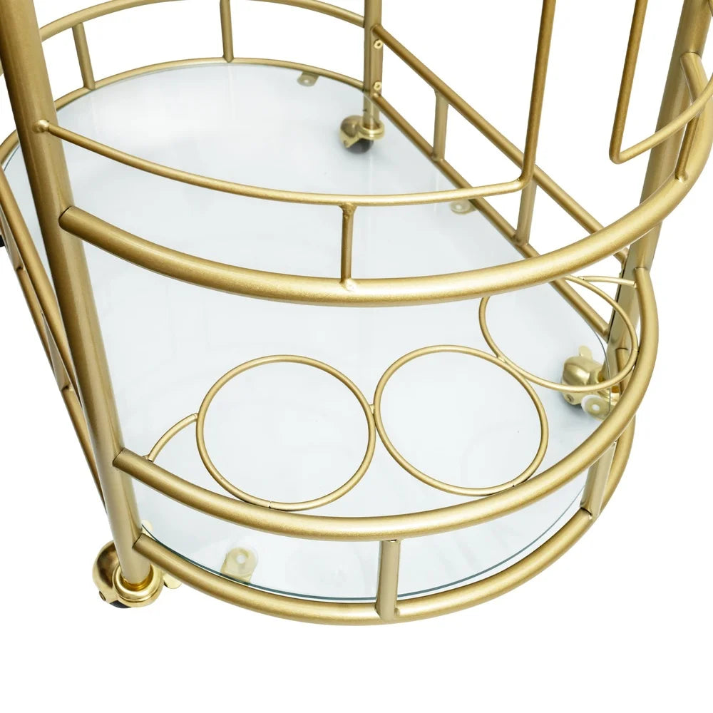 Bar Cart with Glass Shelves