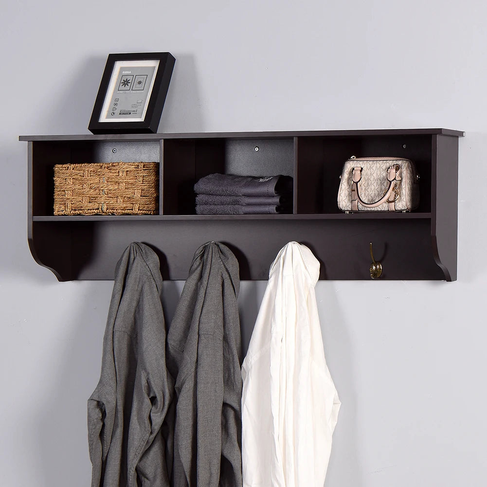 Hanging Coat Rack with Shelves