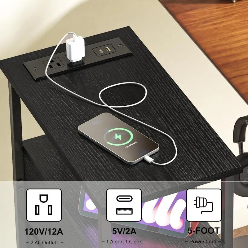 Slim Nightstand with charging station