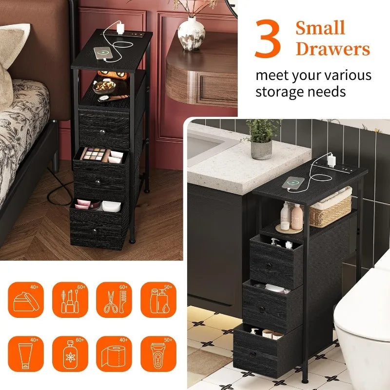 Slim Nightstand with charging station