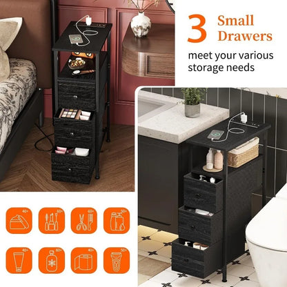 Slim Nightstand with charging station