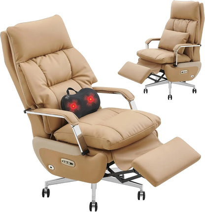 Electric Recline Executive Home Office Chair with Footrest & Massage