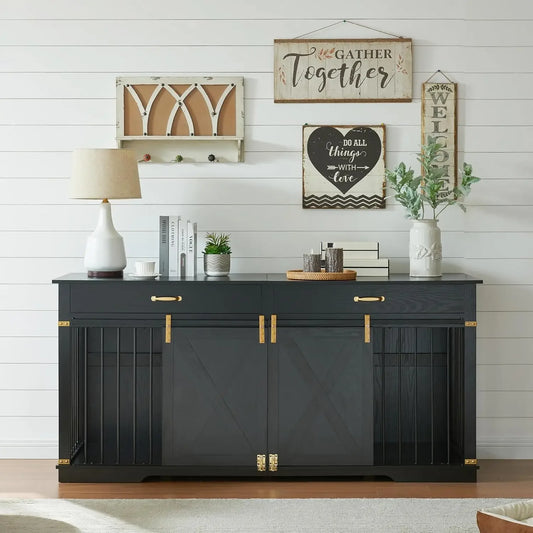 Dog Kennel Furniture with Drawers and Divider