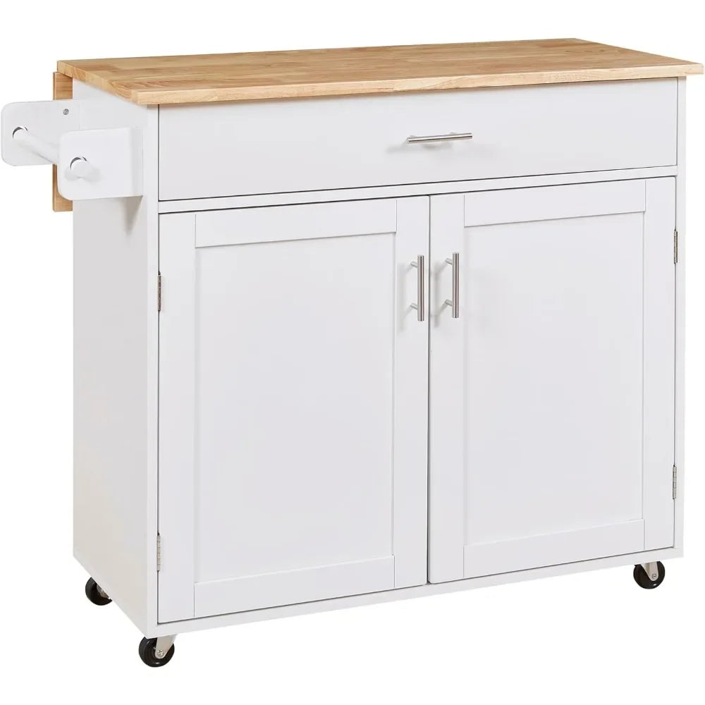 Kitchen Cart on Wheels with Drop Leaf Countertop