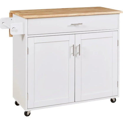 Kitchen Cart on Wheels with Drop Leaf Countertop