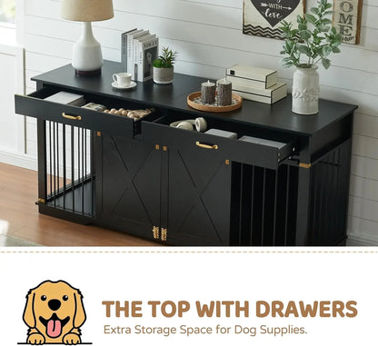 Dog Kennel Furniture with Drawers and Divider