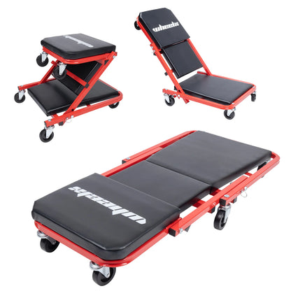 3-in-1 Rolling, Foldable Garage Chair