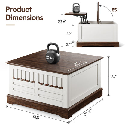 Farmhouse Lift Top Coffee Table with Large Hidden Storage