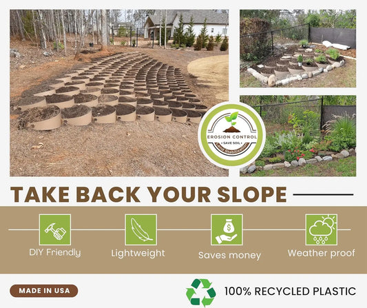 Erosion Control Hillside Planters, 10-Pack-Black— Kit for Mild Slopes