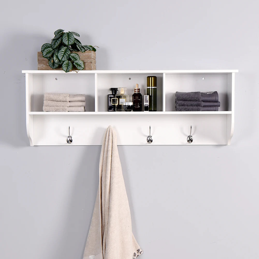 Hanging Coat Rack with Shelves