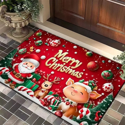 Christmas Entry Door Floor Mat, Festive Decorations