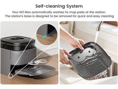 Lefant M3 Max Robot Vacuum, Robot Vacuum and Mop, 20000Pa Suction, Anti-Tangle Brushes, Dual Spinning Mop, Auto Mop Washing