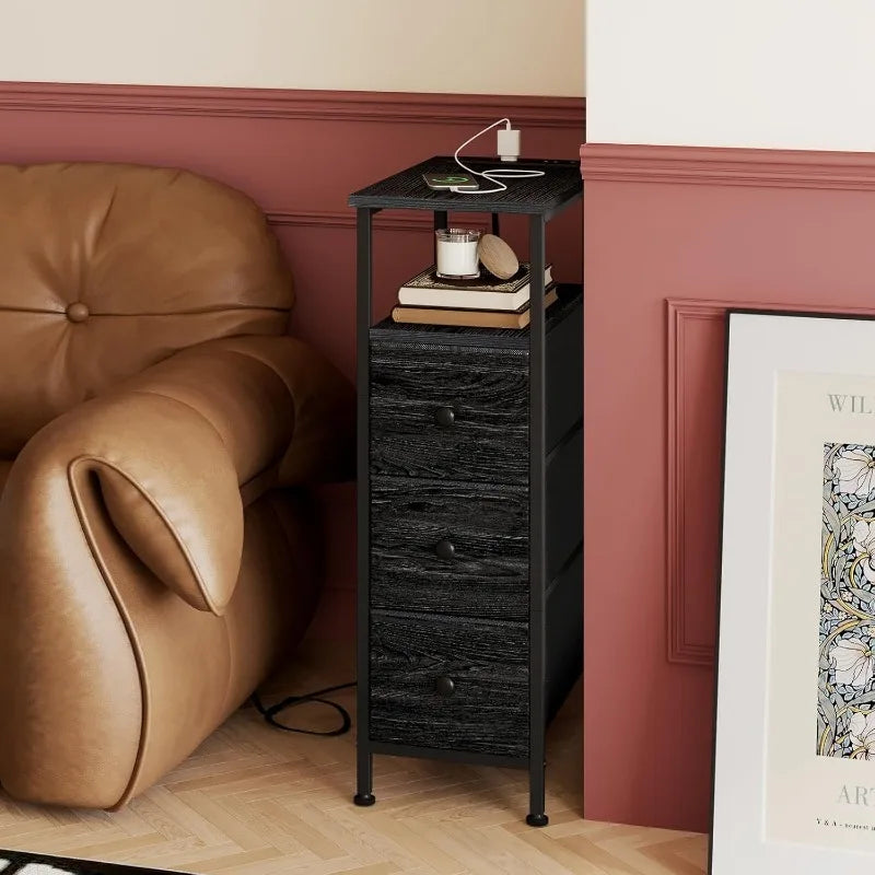 Slim Nightstand with charging station