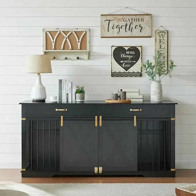 Dog Kennel Furniture with Drawers and Divider