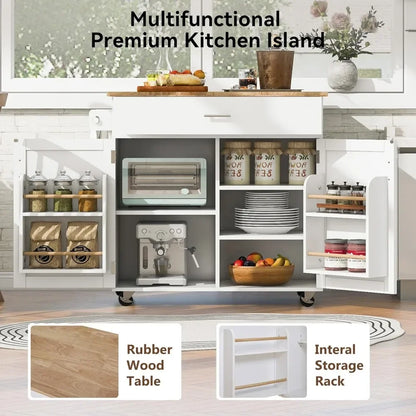 Kitchen Cart on Wheels with Drop Leaf Countertop