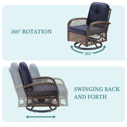 Outdoor Rotating Rocking Chair Set, Padded Cushions