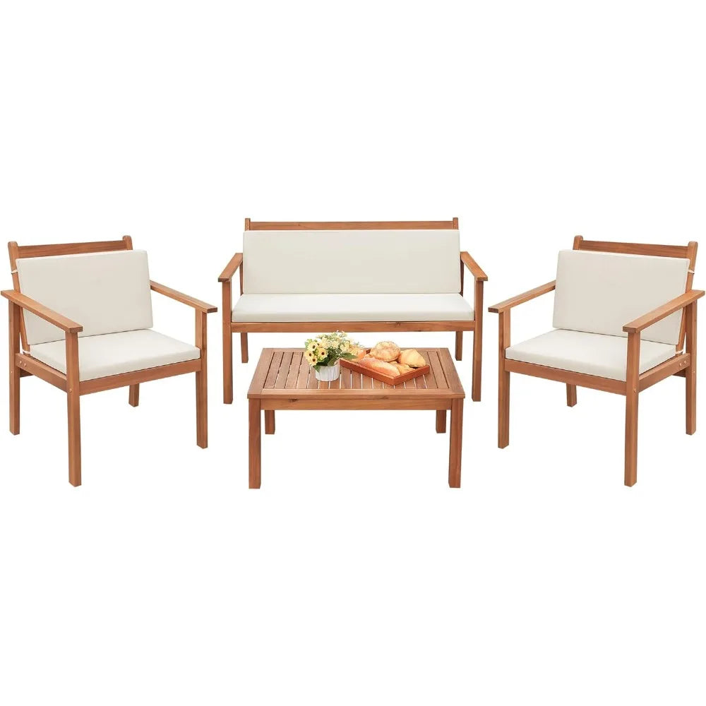 4 Piece Bistro Patio Furniture Outdoor Chair Set