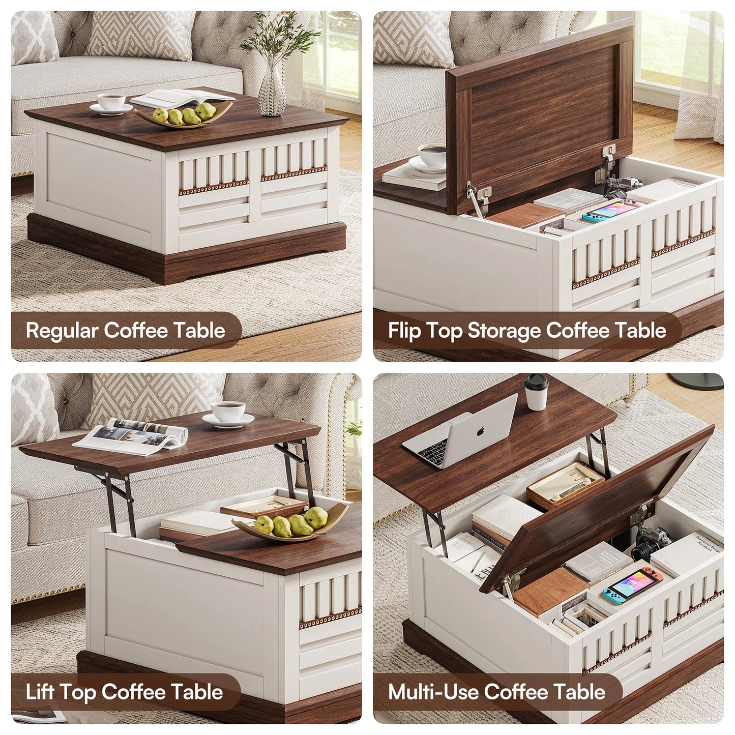 Farmhouse Lift Top Coffee Table with Large Hidden Storage