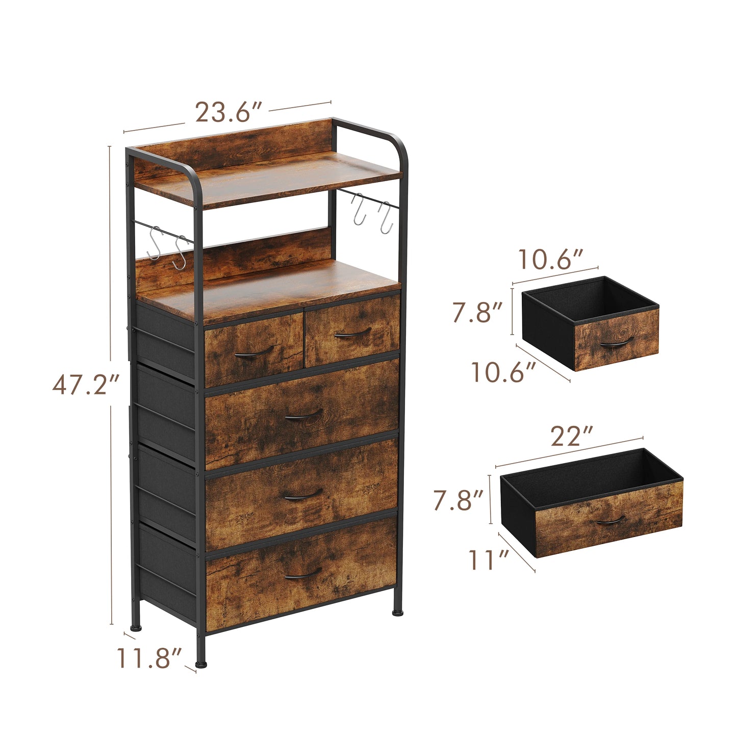 Dresser Steel Frame Fabric Drawers