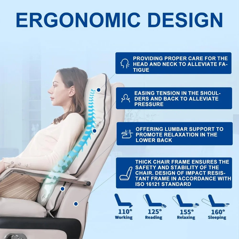 Electric Recline Executive Home Office Chair with Footrest & Massage