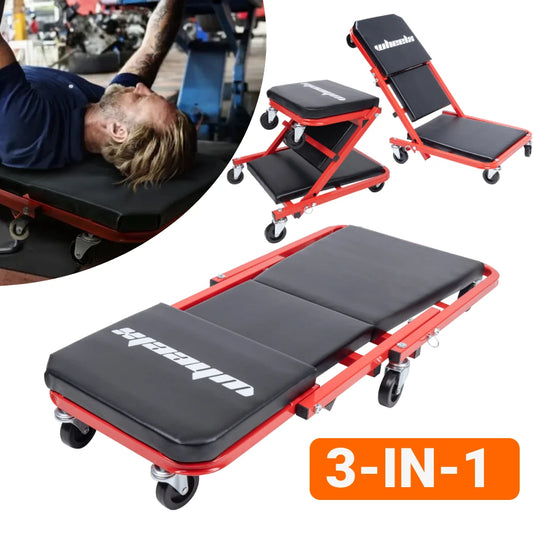 3-in-1 Rolling, Foldable Garage Chair